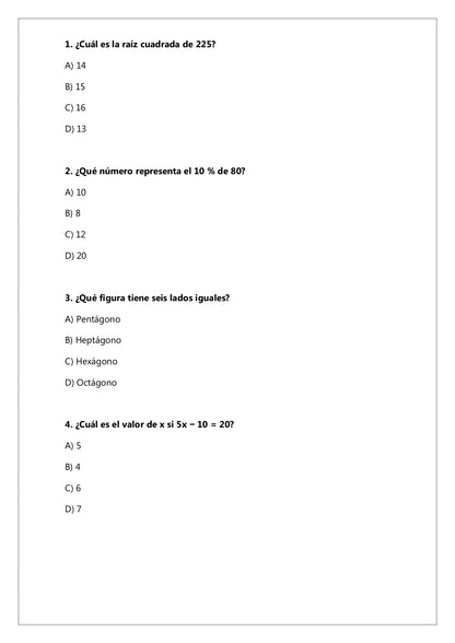Ensayo SIMCE N°4 Matemática - 8° Básico