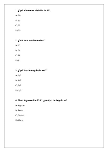 Ensayo SIMCE N°5 Matemática - 8° Básico