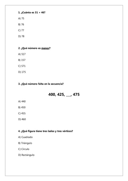 Ensayo SIMCE N°6 Matemática - 2° Básico