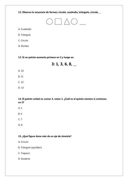 Ensayo SIMCE N°6 Matemática - 4° Básico