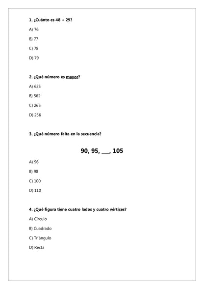 Ensayo SIMCE N°7 Matemática - 2° Básico