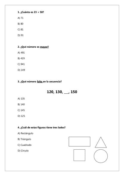 Ensayo SIMCE N°3 Matemática - 2° Básico