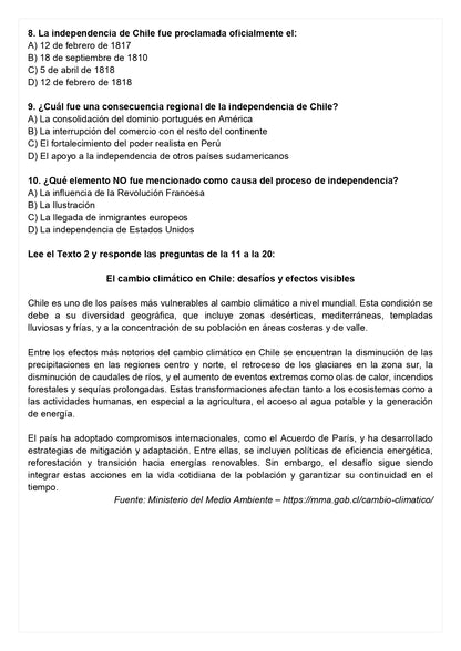 Ensayo SIMCE A - Historia 8° básico