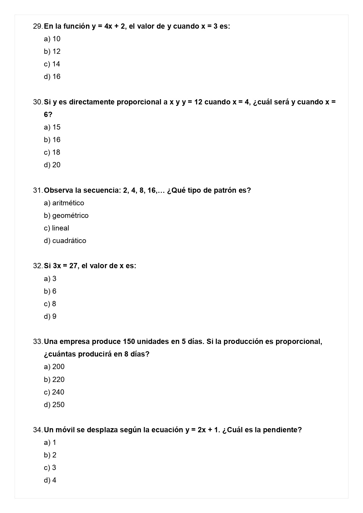Ensayo SIMCE A - Matemática 8° básico