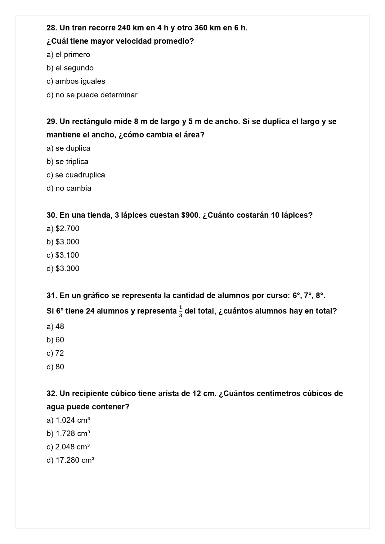Ensayo SIMCE B - Matemática 6° básico