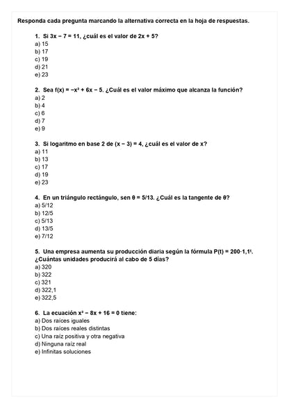Ensayo SIMCE B - Matemática II medio