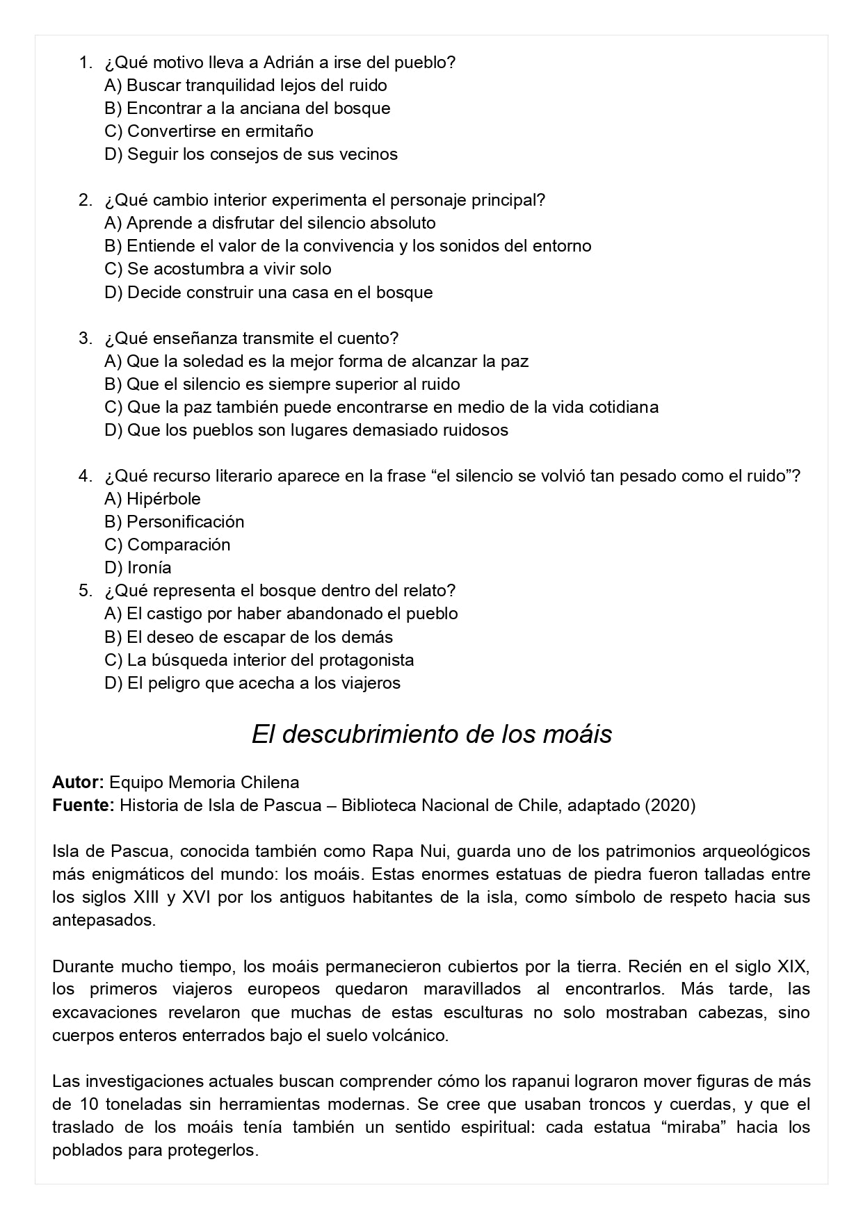 Ensayo SIMCE C - Lenguaje 4° básico