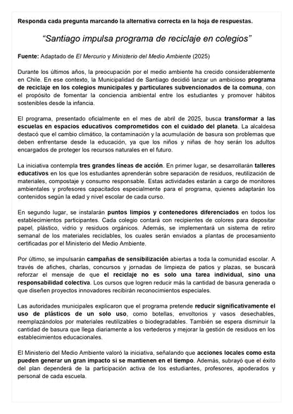 Ensayo SIMCE C - Lenguaje 8° básico