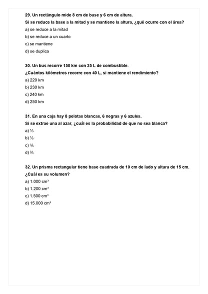 Ensayo SIMCE C - Matemática 6° básico