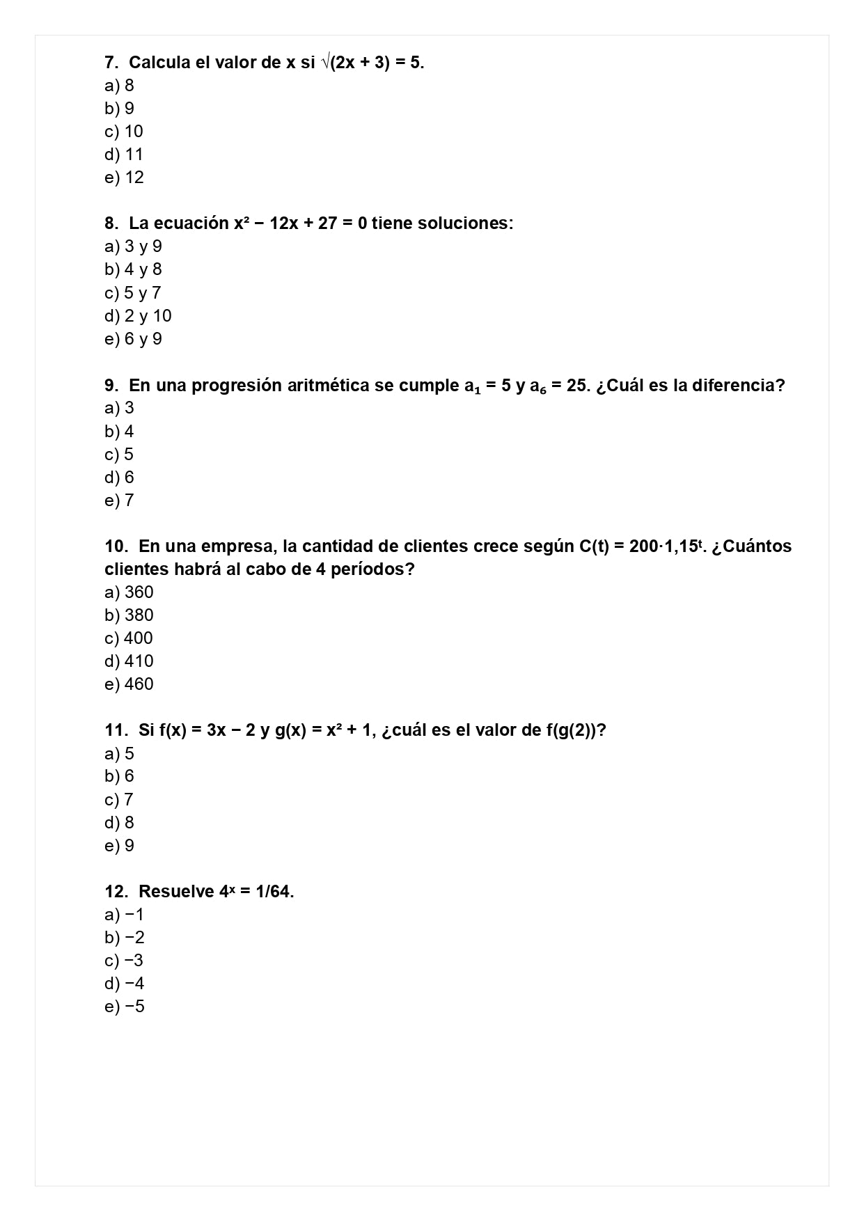 Ensayo SIMCE C - Matemática II medio