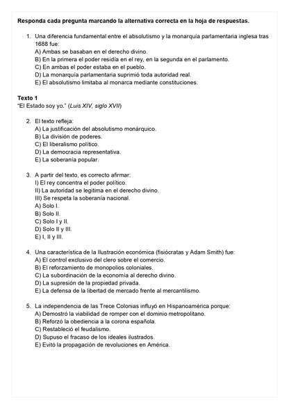 Ensayo SIMCE D - Historia II medio