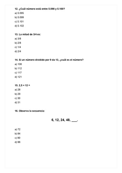 Ensayo SIMCE D - Matemática 4° básico