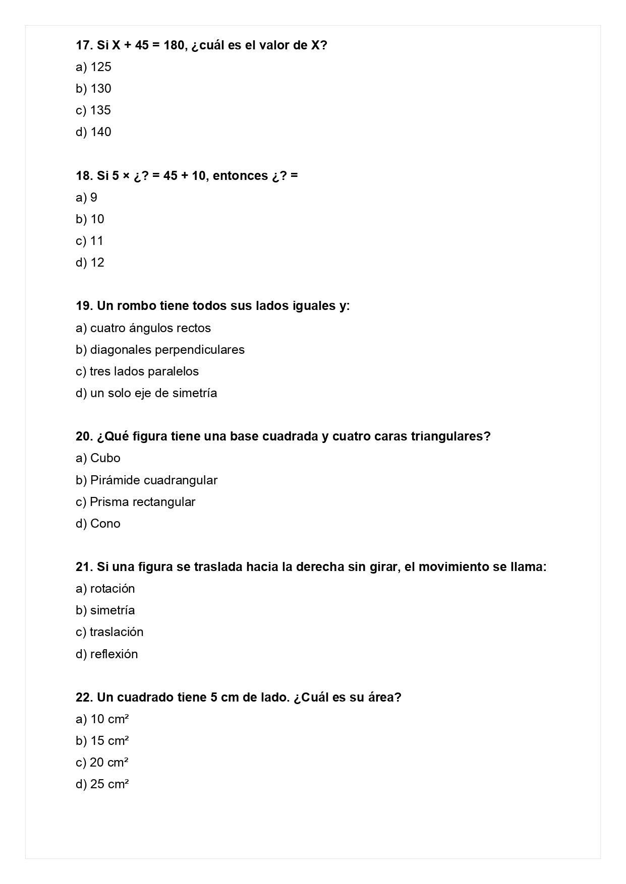 Ensayo SIMCE D - Matemática 4° básico