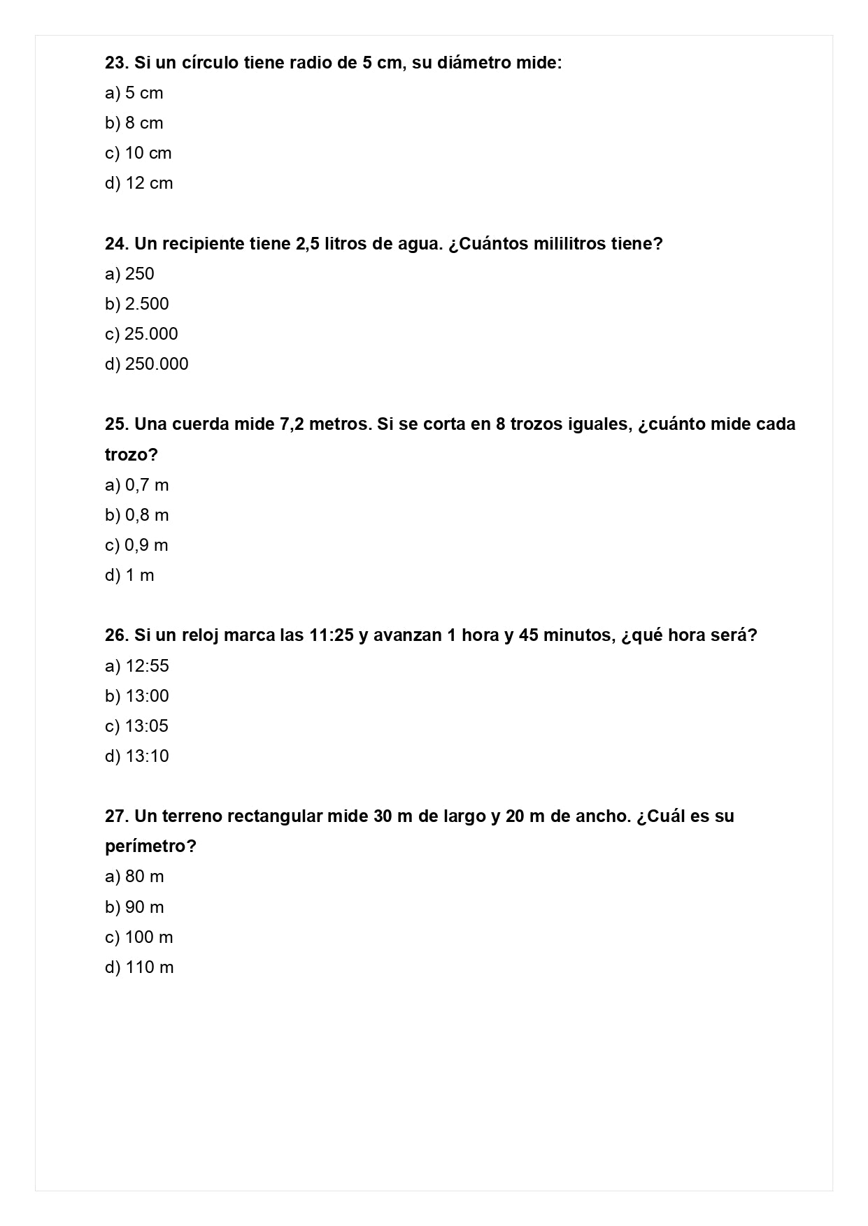 Ensayo SIMCE D - Matemática 4° básico