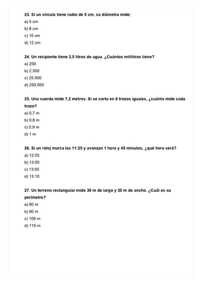 Ensayo SIMCE D - Matemática 4° básico