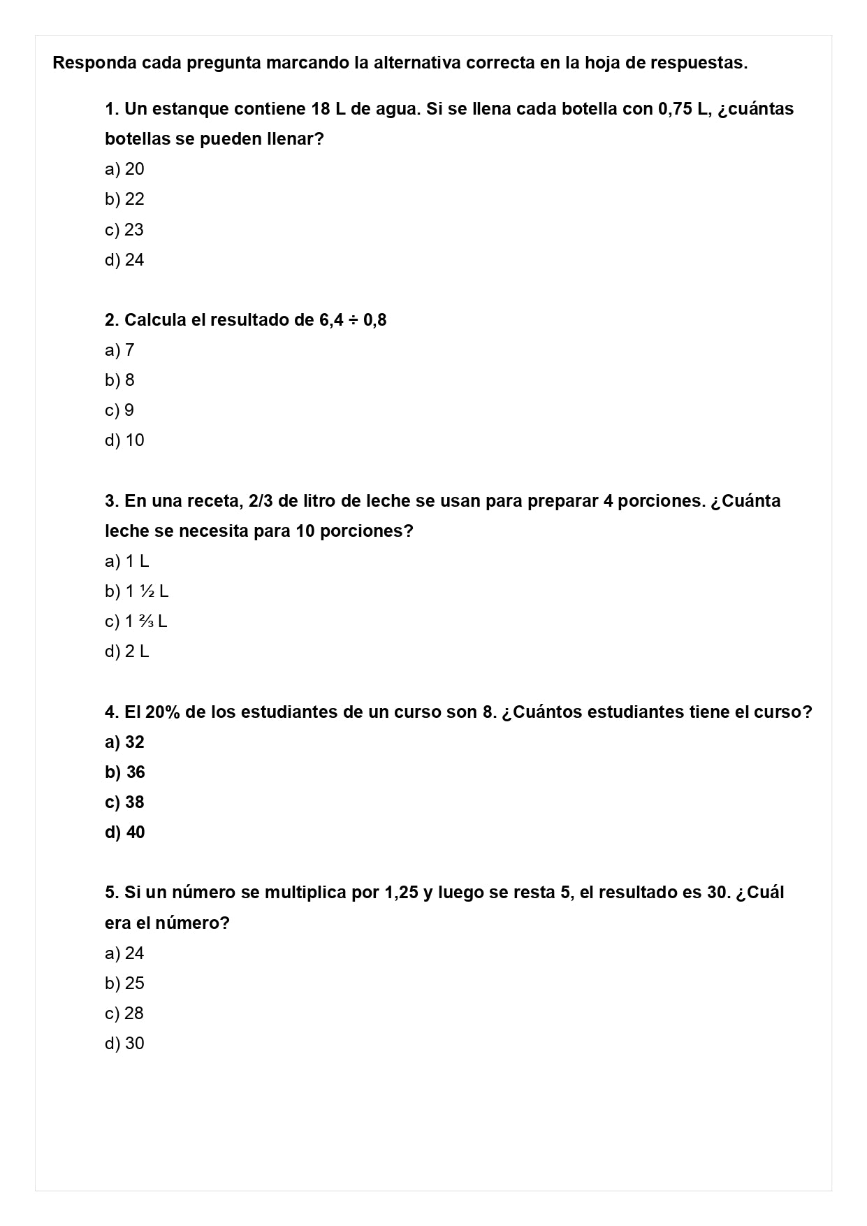 Ensayo SIMCE D - Matemática 6° básico