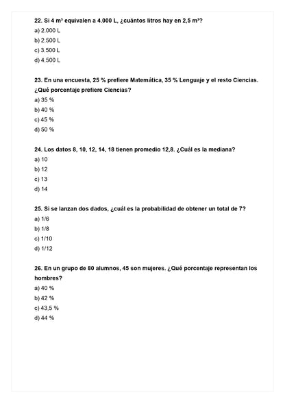 Ensayo SIMCE D - Matemática 6° básico