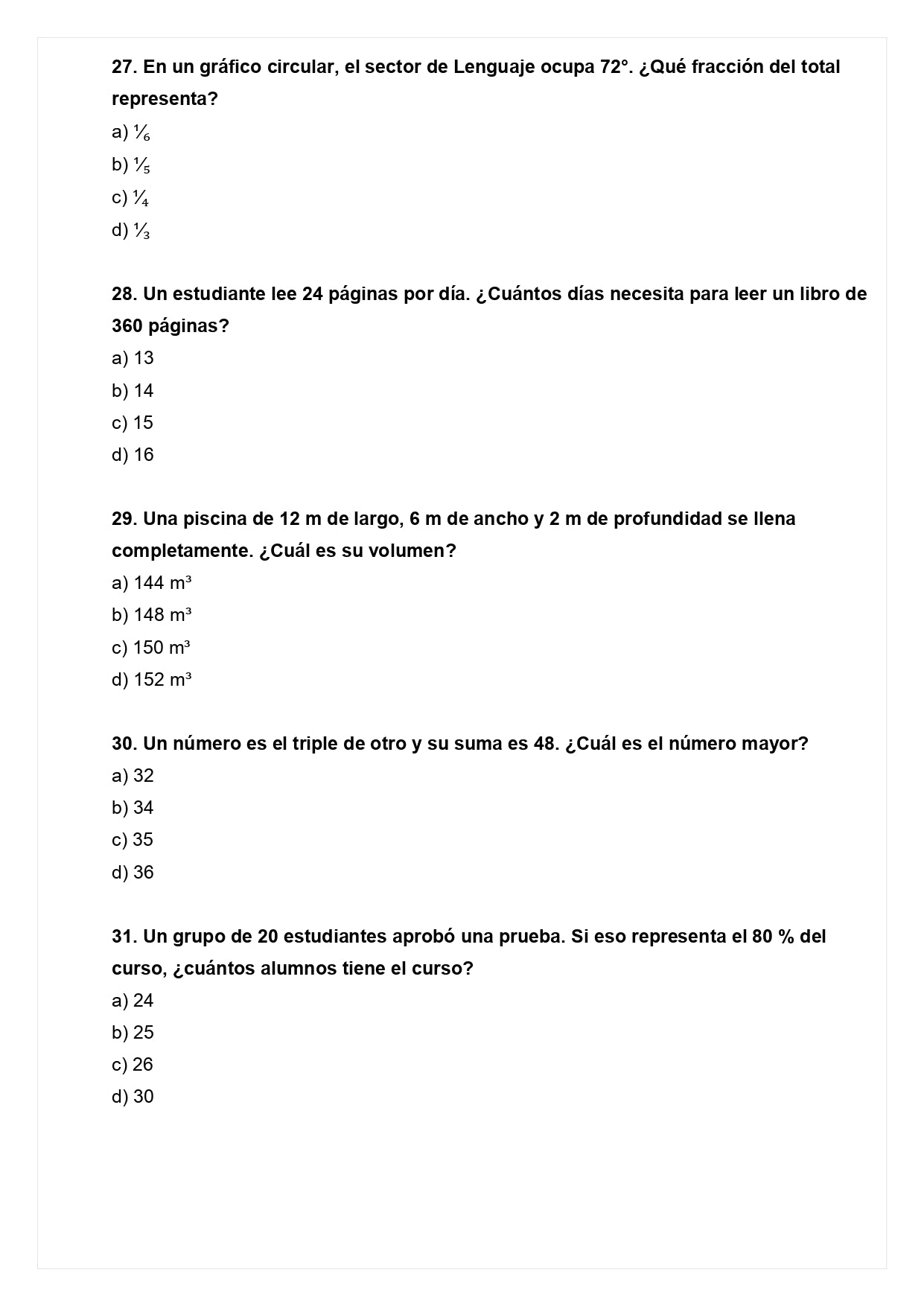 Ensayo SIMCE D - Matemática 6° básico
