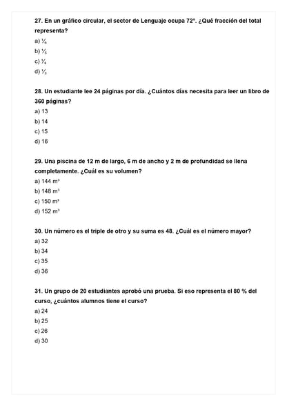 Ensayo SIMCE D - Matemática 6° básico