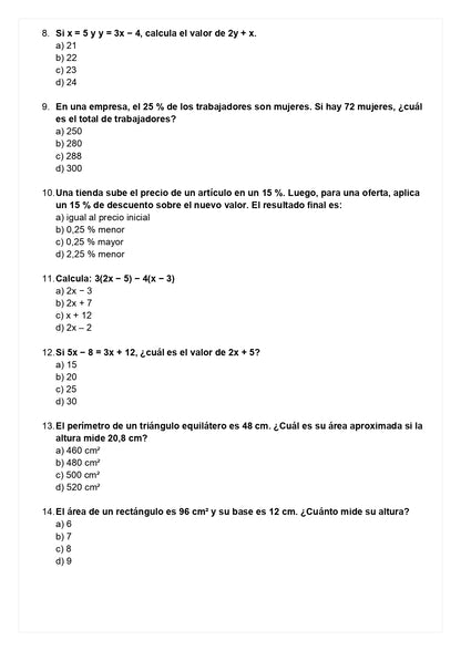 Ensayo SIMCE D - Matemática 8° básico