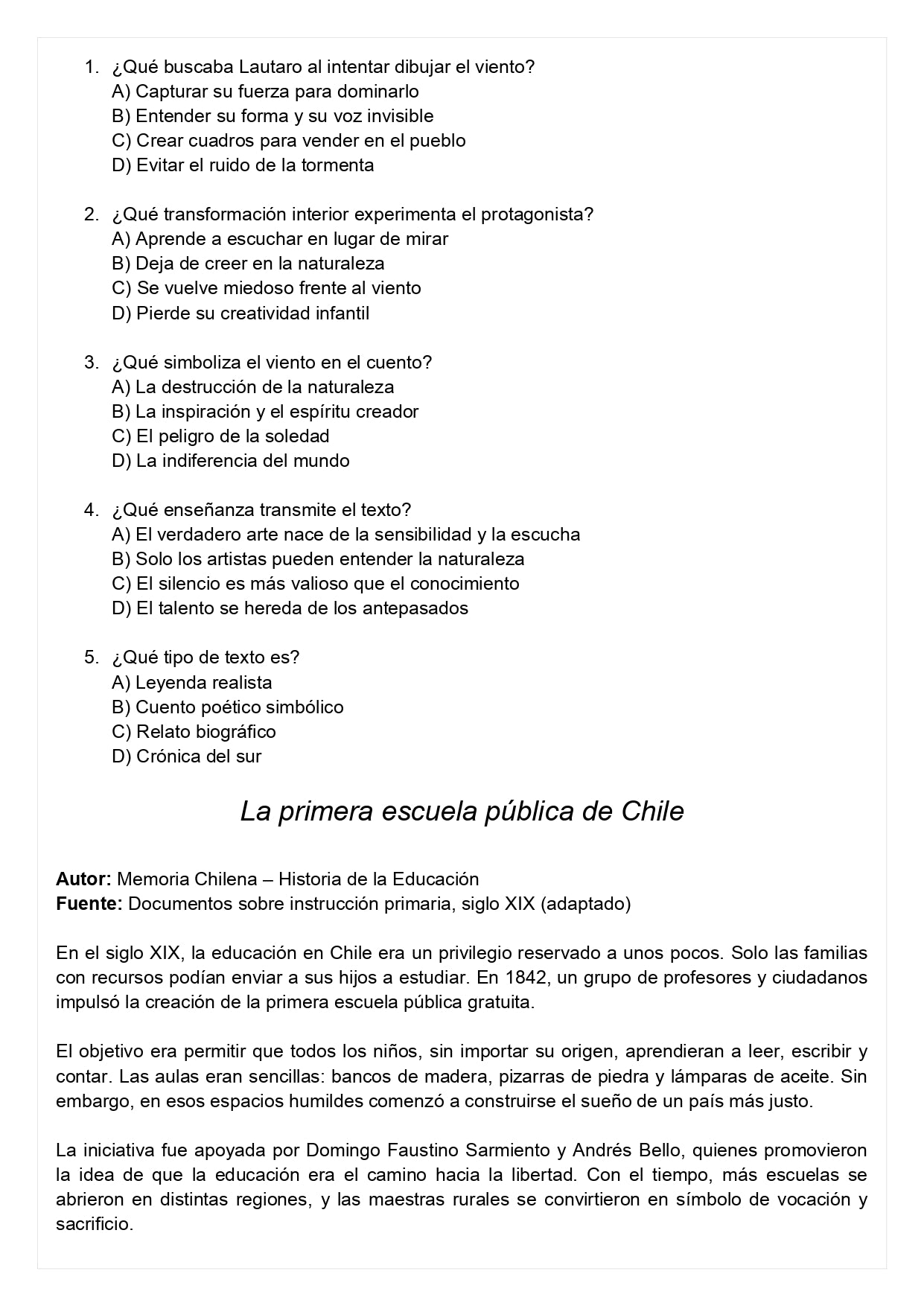 Ensayo SIMCE E - Lenguaje 4° básico