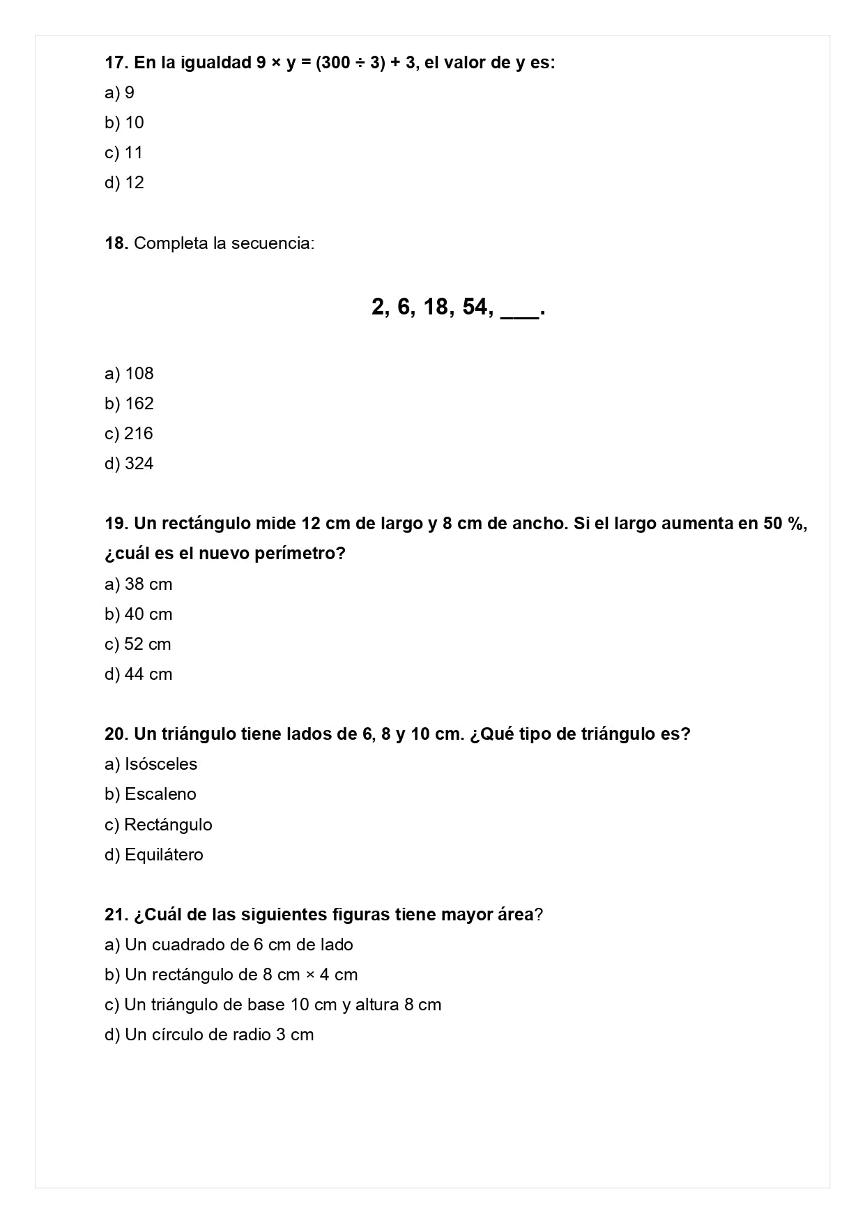 Ensayo SIMCE E - Matemática 4° básico