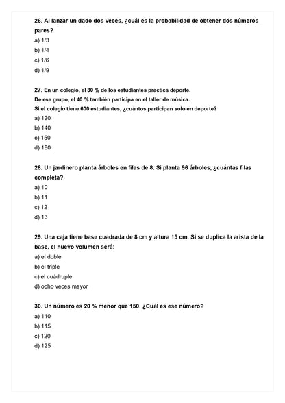 Ensayo SIMCE E - Matemática 6° básico