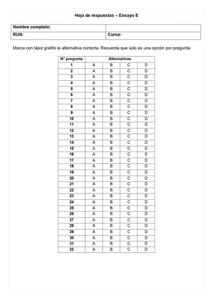 Ensayo SIMCE E - Matemática 6° básico
