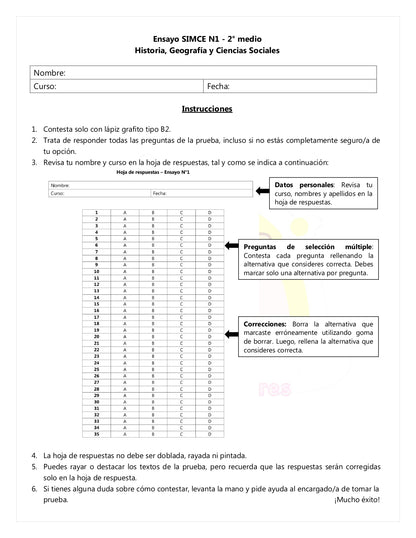 Ensayo SIMCE Historia 2° Medio – N°1