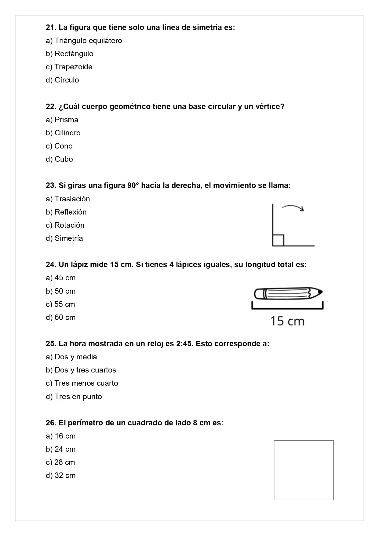 Ensayo SIMCE A - Matemática 4° básico