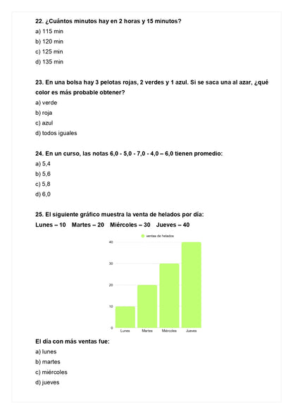 Ensayo SIMCE A - Matemática 6° básico