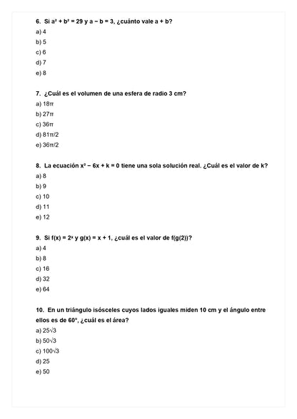 Ensayo SIMCE A - Matemática II medio