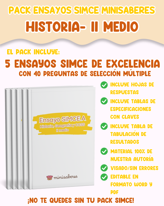 PACK ENSAYOS SIMCE - Historia II medio