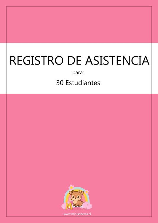 Tabla de registro de asistencia - 30 estudiantes